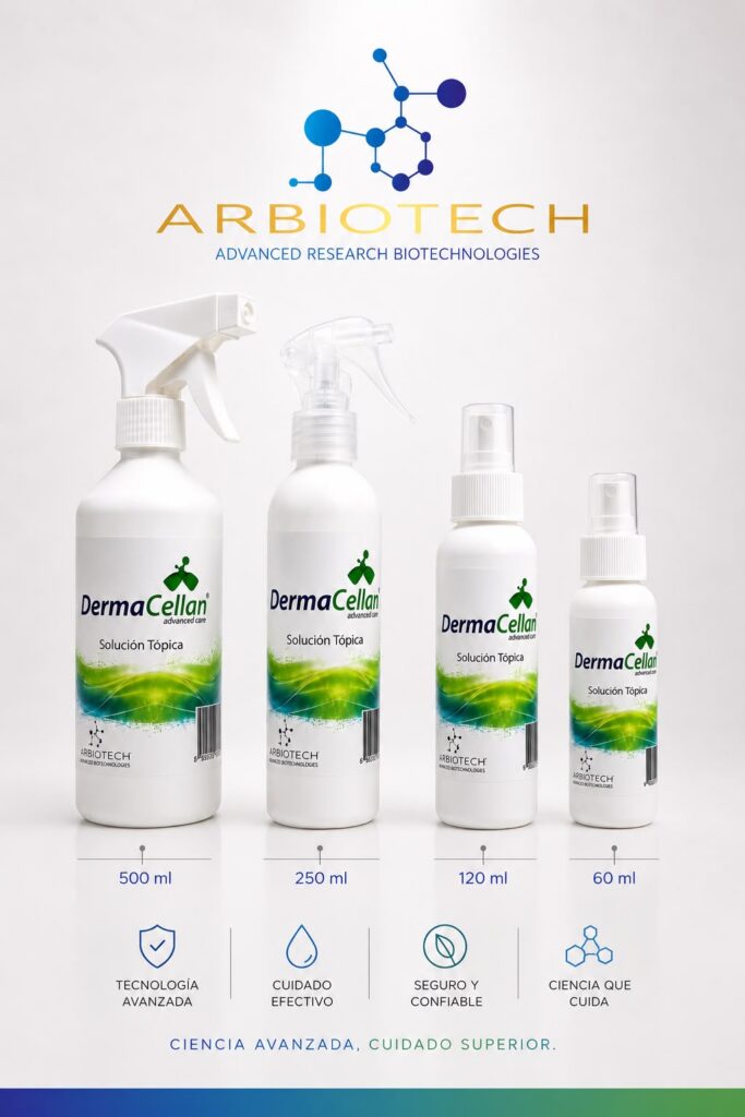 Presentaciones de DermaCellan®: 500, 250, 120 y 60 ml